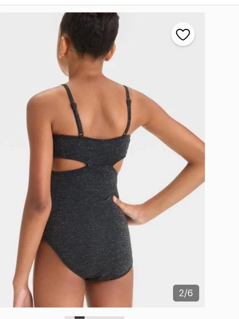 ART CLASS Little Girls' One Piece Swimsuit Black w/ Gold Shimmer Size S(6/7)
